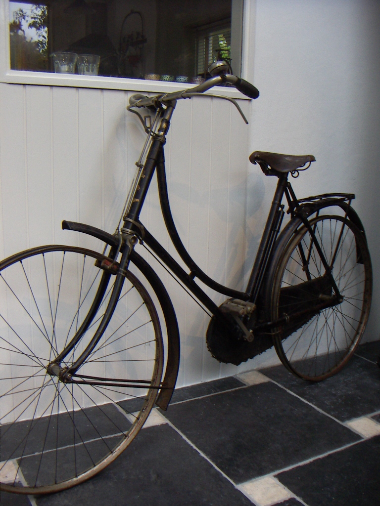 Raleigh al met spatborden van de herenfiets behangen
