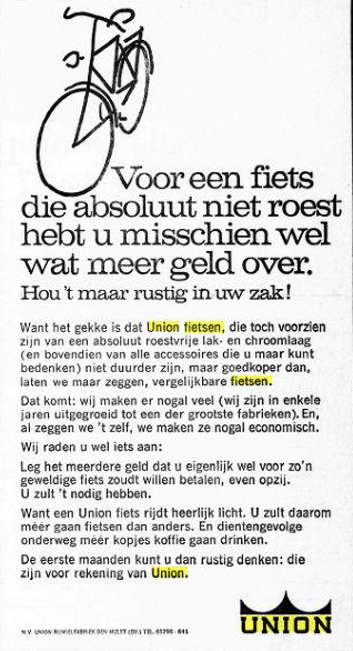 advertentie in de Telegraaf van 1966-1967