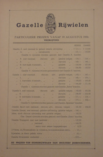 1950 Gazelle prijscourant.JPG
