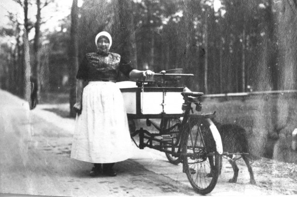 Jannetje Nentjes-Post (1889-1984) met bakfiets en trekhond.jpg