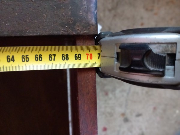 de buitenwerkse lengtemaat is 705mm