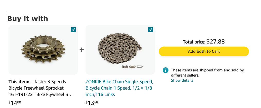 Screenshot 2024-07-11 at 22-27-31 Amazon.com L-faster 3 Speeds Bicycle Freewheel Sprocket 16T-19T-22T Bike Flywheel 3 Gears for Regular Bike #410 Chain Convert Single Gear to 3 Gears¡­ Sports & Outdoors.png