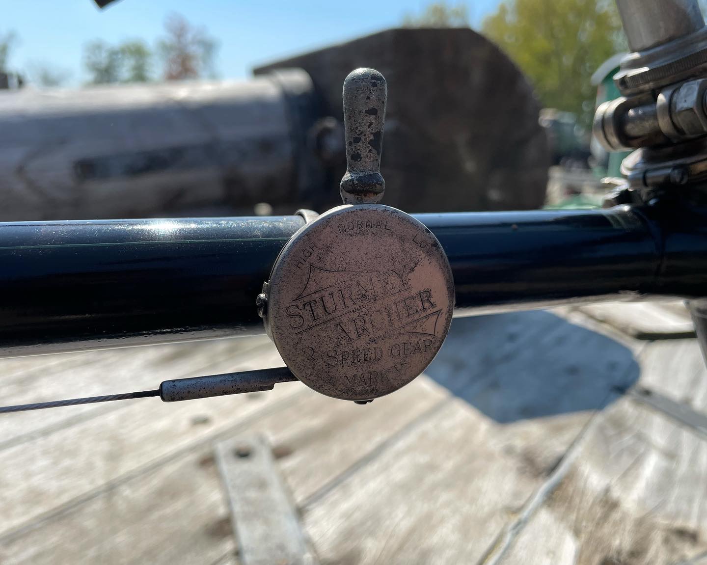 Een Sturmey Archer X-naaf versteller uit de jaren ‘10