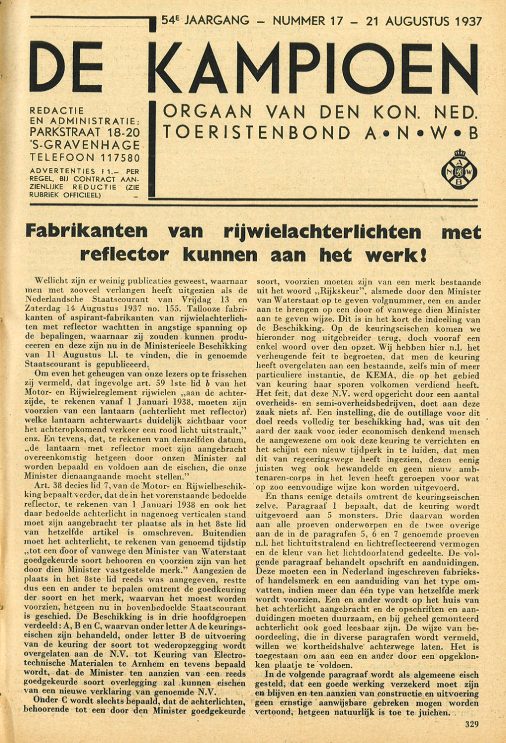 Bron Kampioen 21 augustus 1937, pagina 329
