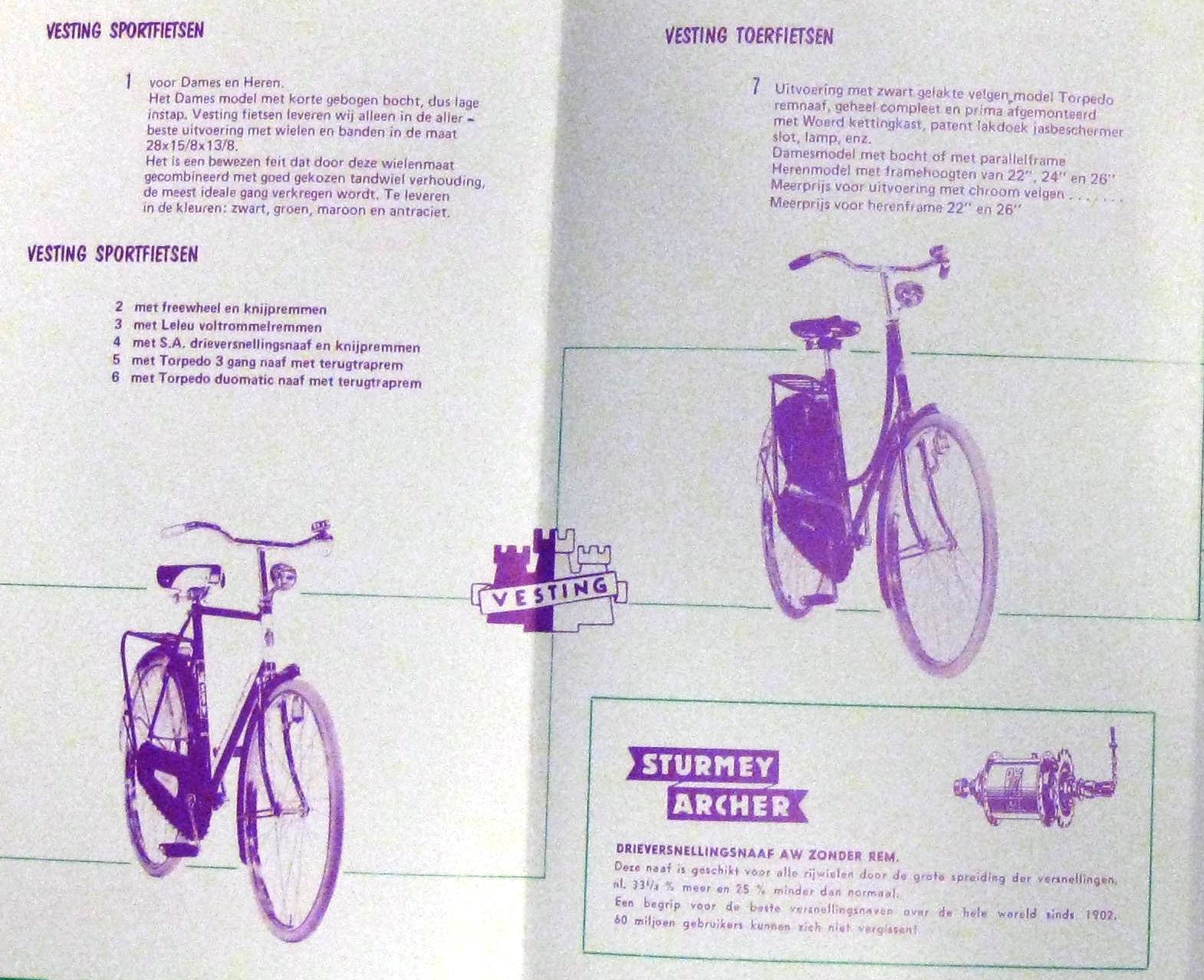 Vesting fietsen in folder van Epi Kuiper b.v. te Winschoten (1973)