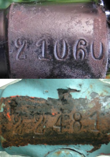 Framenummers van de Veenlust fiets en een Mustang fiets