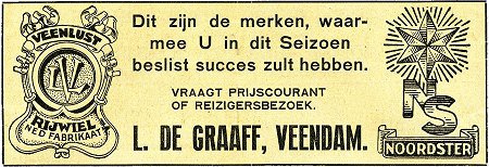 Veenlust en Noordster advertentie 1927.<br />Bron, http://www.rijwiel.net/