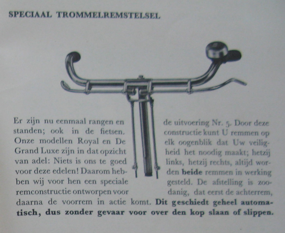 stuur met trommelremstangen uit catalogus 1939